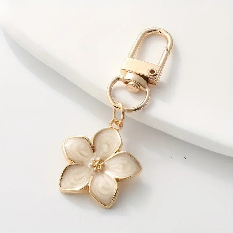Cute Cherry Blossom Keychain Enamel Flower Pendant Key Chain Couple Car Key Holder Accessories For Women Girls Handbag Jewelry