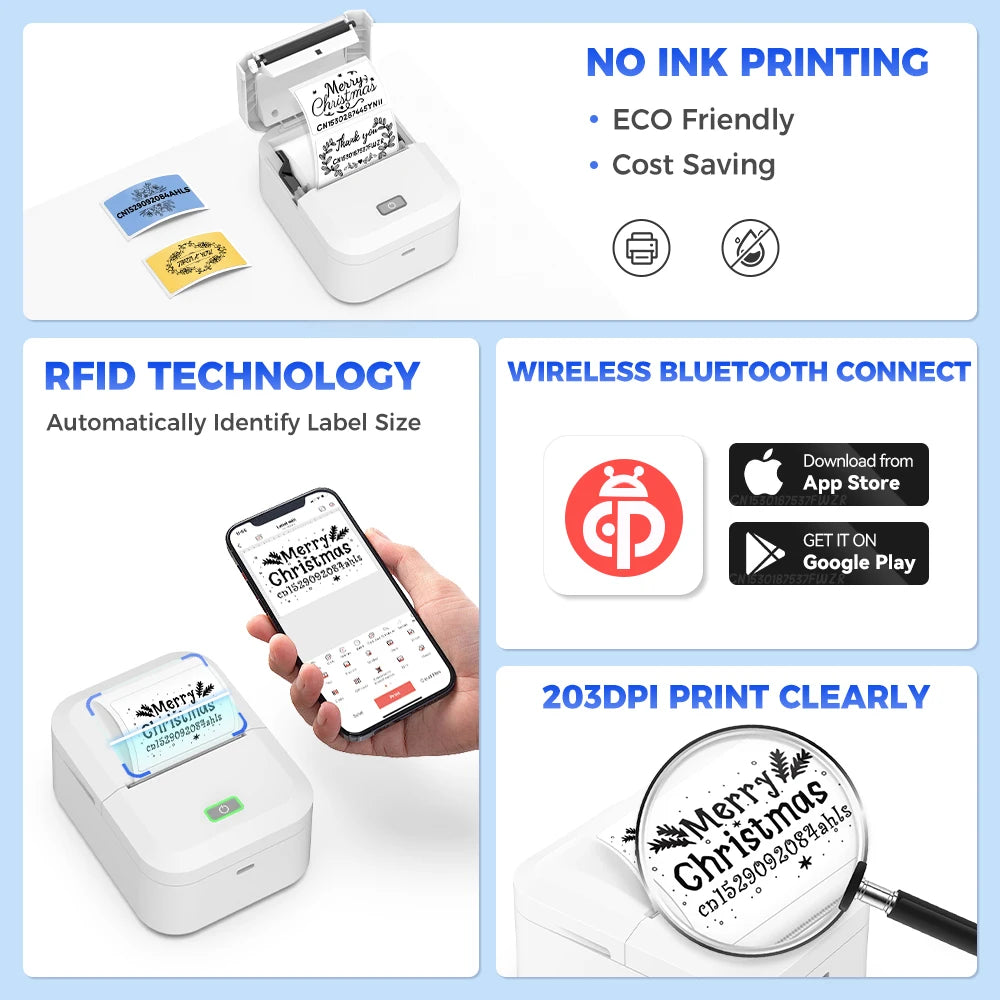 X2 Label Printer Mini Adhesive Label Maker Similar as B1 B21 M110 Marklife P50 E210 Inkless Bluetooth Label Machine Or 1PK Label