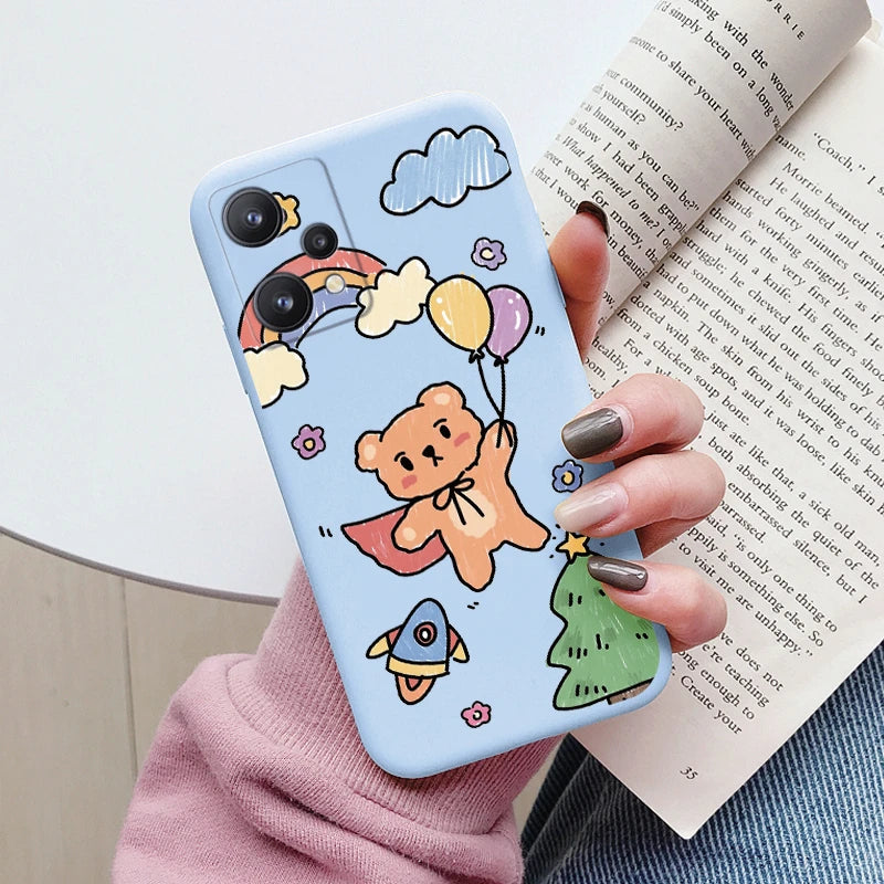 For Realme 9 4G Case 9 Pro Plus Cover Cute Heart Flower Back Cover Soft Silicone Protective Funda For OPPO Realme 9 Pro+ Shell