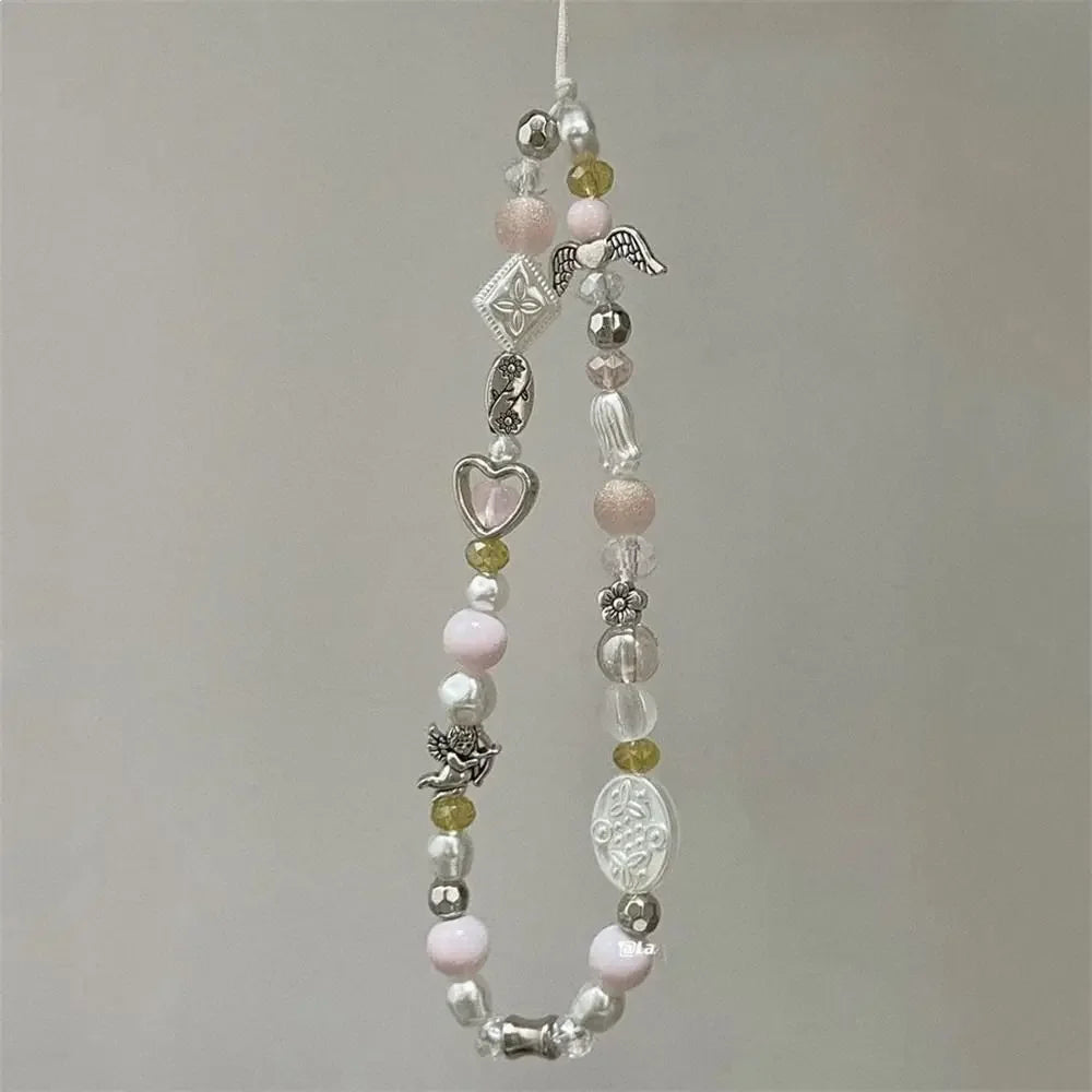 Hanging Cord Beaded Phone Chain Trendy Pendant Phone Charms Star Pearl Phone Strap Women Girls Handmade Summer Mobile Lanyard