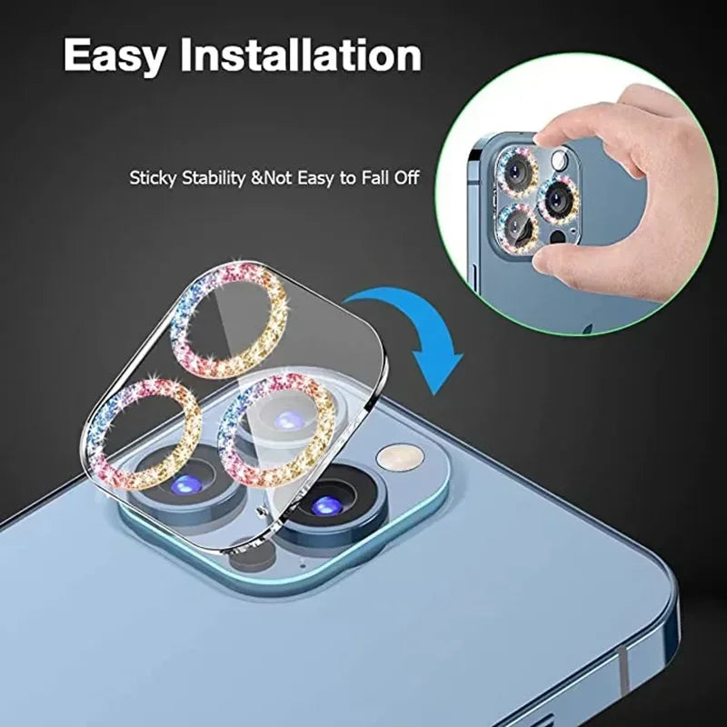 Full Cover Tempered Glass Glitter Diamond Camera Protector For IPhone 16 Pro Max Plus 16Pro 16ProMax Lens Protector Anti-scratch