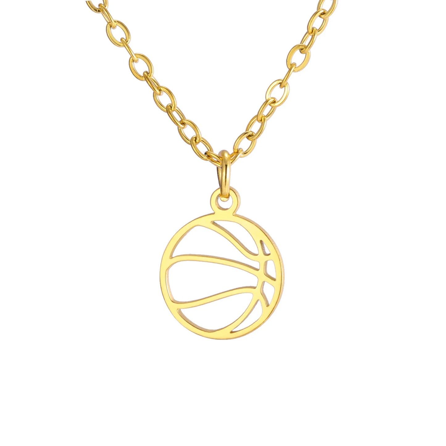 HIPEE Fashion Ball Necklace Stainless Steel Basketball Charm Pendant Necklaces For Women Men Sports Jewelry Party Gifts