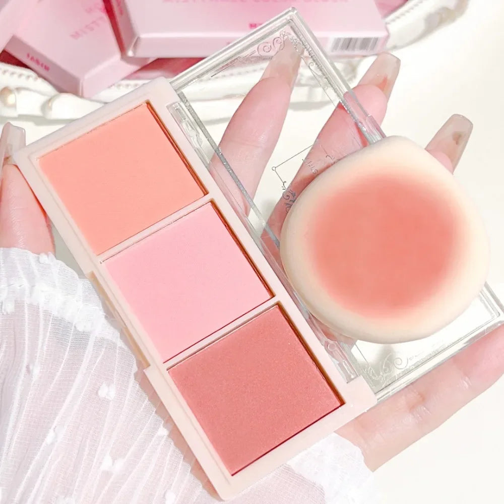 Three-color Blush Natural Color Rendering Delicate Non-flying Powder Matte Rouge Holding Makeup Clear Vitality Girl Blush Purple
