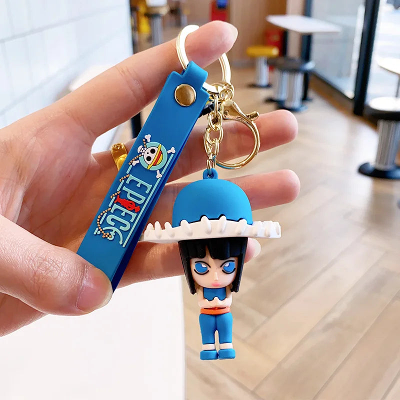 Anime One Piece Figures Keychain Monkey D. Luffy Nami Zoro Key Chain Car Bag Pendant Pvc Model Doll Decor for Friends Kids Gift