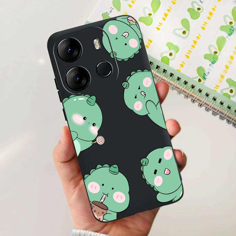 For Infinix Smart 7 HD Case Smart 7 Plus Soft Silicone Cover for Infinix Smart7 HD Capa Smart7hd Phone Cases Cute Dinosaur Funda