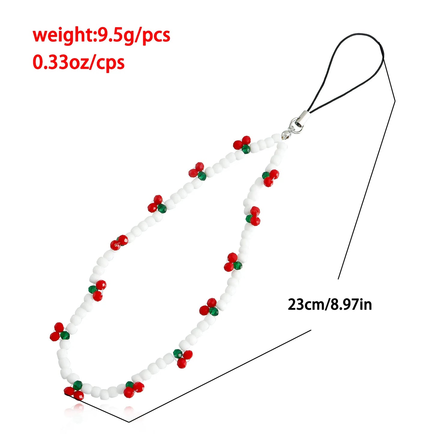 2023 Trendy Mobile Strap Phone Charm Cherry Beaded Phone Chain Jewelry For Women Anti-Lost Lanyard Gift Keychain Wholesales