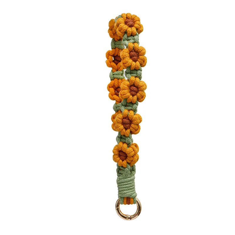 Artisan Crafted Handmade Mobile Accessory Flower Charm Woven Bag Pendant For Fashion Accessory Phone Decoration Gift Idea