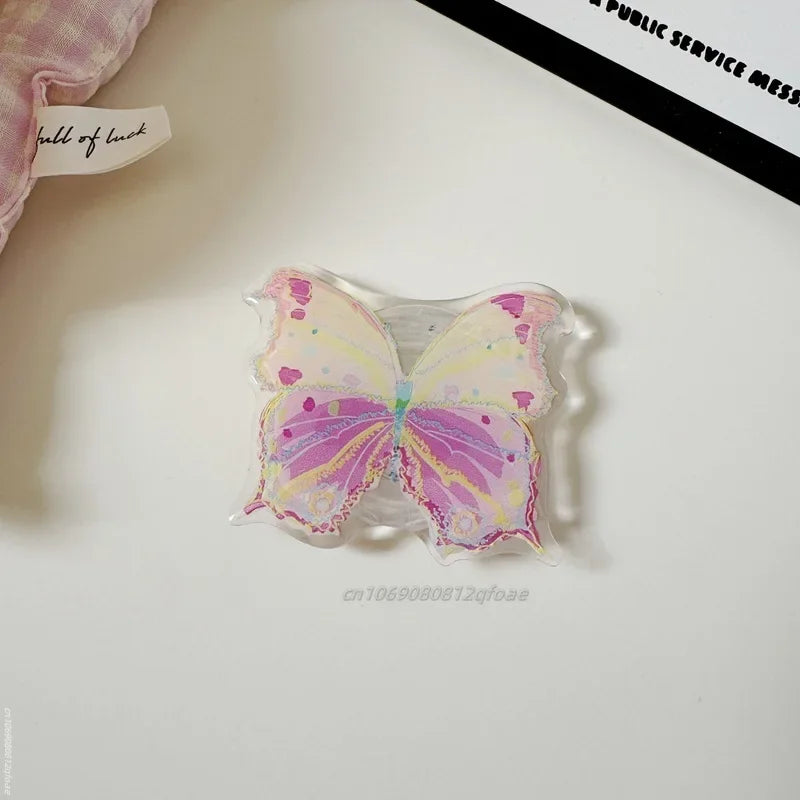 Cute Butterfly Phone Grip Tok Griptok Holder Ring For iPhone 15 Universal Accessories Lovely Bowknot Phone Stand Bracket Socket