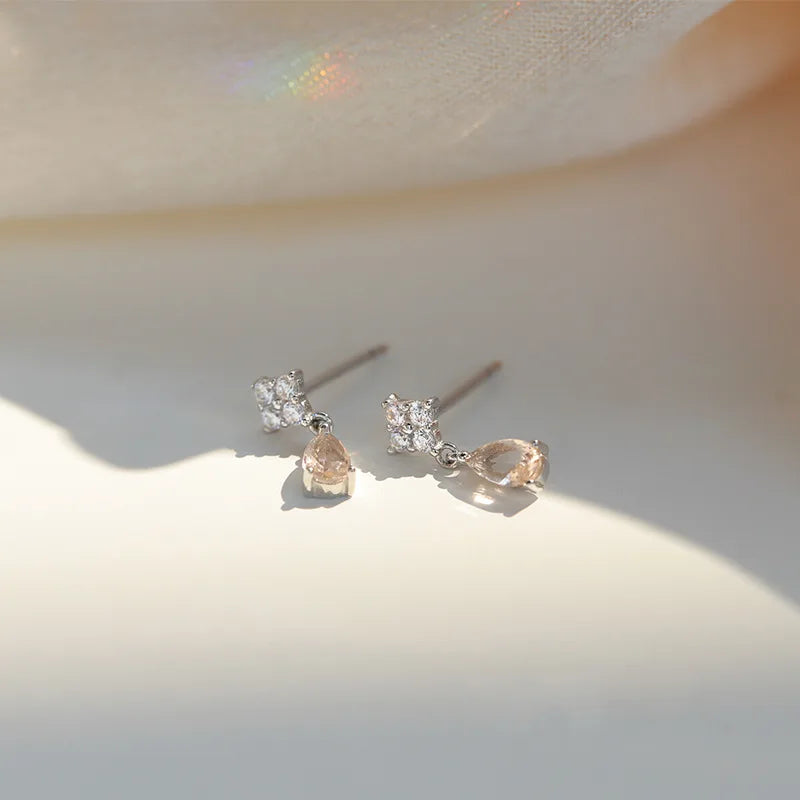 Korean Cute Ear Piercing Water Drop Earrings for Women Crystal Short Tassel Hypoallergenic Female Earrings Party Jewelry Brincos