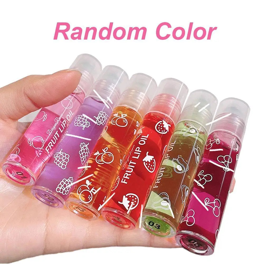 6 Colors Roll-on Fruit Essence Lip Balm LIP Gloss Fruity Lip Oil Gloss Moisturizing Lip Balm Transparent Lip Oil Mirror Randomly