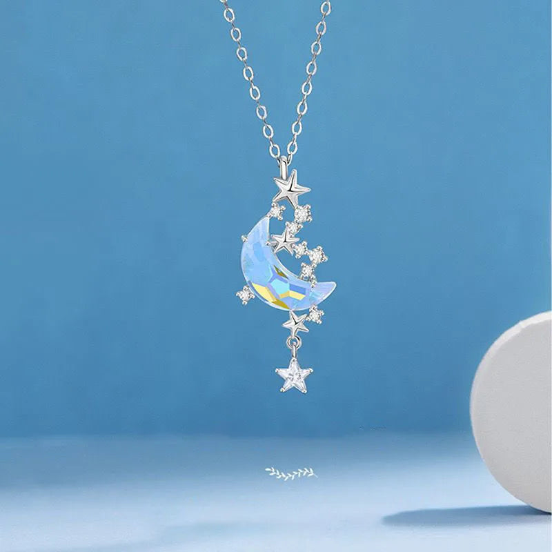 Kiss Jewelry Y2K Fairy Moon Star Chokers Necklace for Women Girls Colorful Glazed Stone Korean Fashion Pendant Necklaces Gift