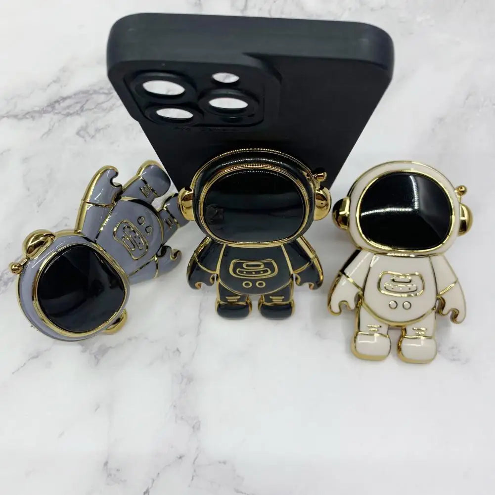Creative Phone Holder Standing Smooth Surface Electroplated Astronaut Shape Phone Holder Desktop Phone Bracket Portable