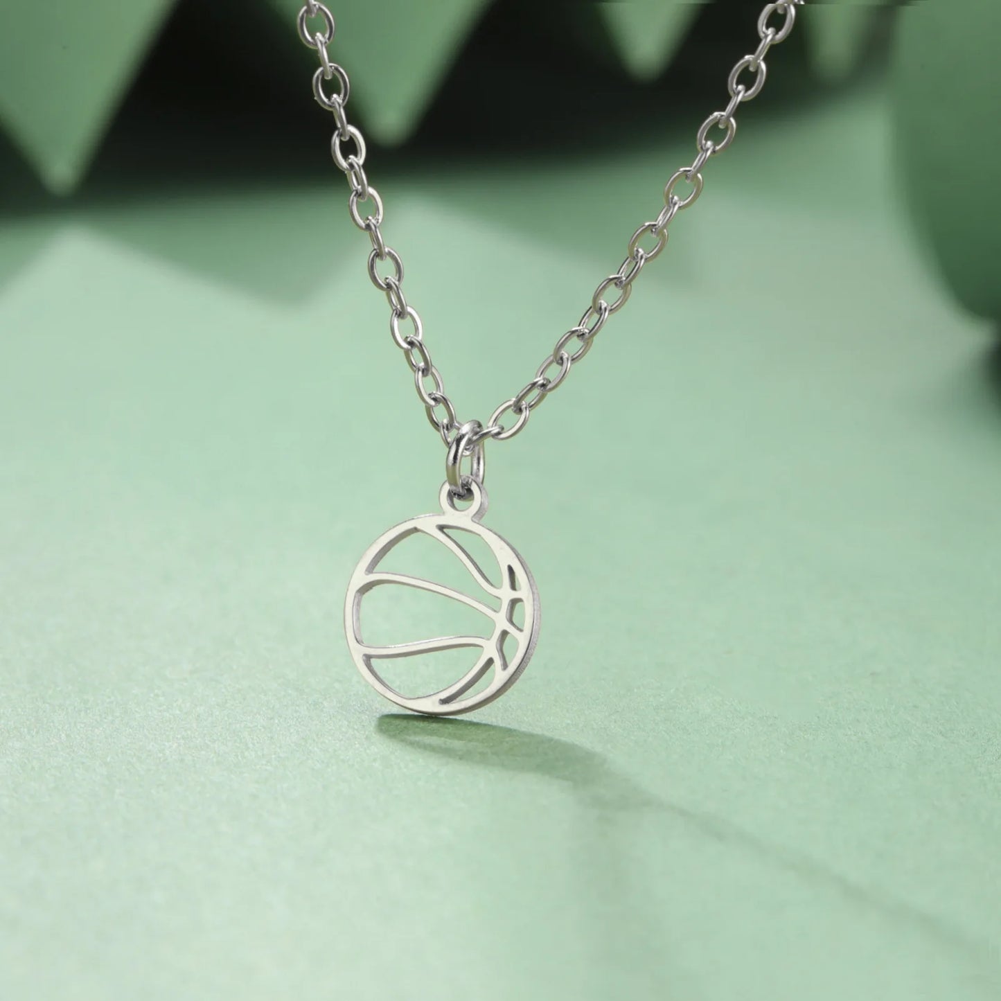 HIPEE Fashion Ball Necklace Stainless Steel Basketball Charm Pendant Necklaces For Women Men Sports Jewelry Party Gifts
