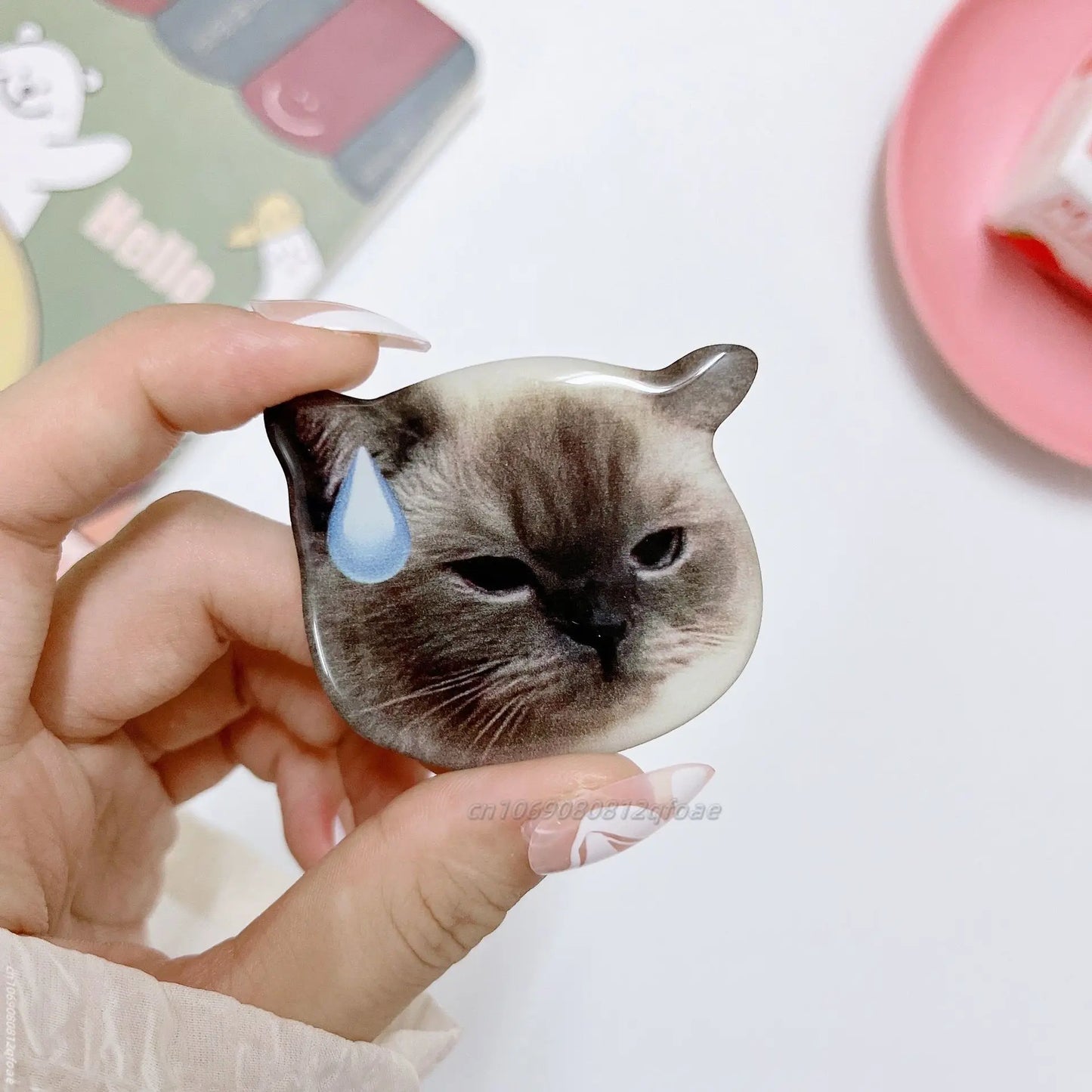 Korea Cute Cartoon Kitten Grip Acrylic Mobile Phone Holder Socket Stand Ring Cell Phone Support Bracket Smartphone Accessories