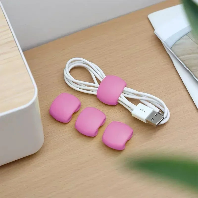 4pcs Cable Winder Cable Organizer Clips Mouse Wire Headphone Holder USB Charger Holder Desk Tidy Organizer Wire Cord Protector