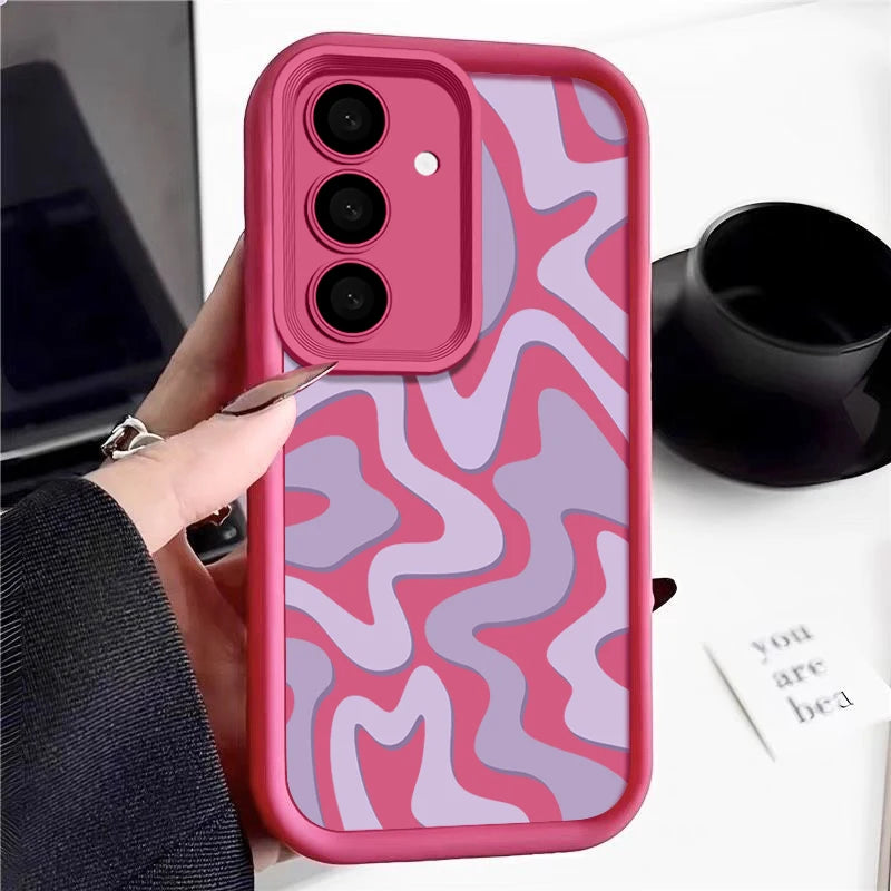 Striped Pattern Case For Samsung Galaxy A16 A55 A54 A15 A14 A25 A35 A56 5G S25 Edge S25 S24 S23 S22 Ultra S24 FE TPU Cover