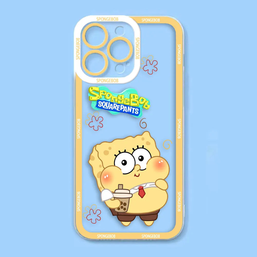 Cute Cartoon SpongeBob Patrick Star Angel Eyes Clear Phone Case For iPhone Apple 15 14 12 13 11 16 8 7 SE Plus X XR XS Max Case