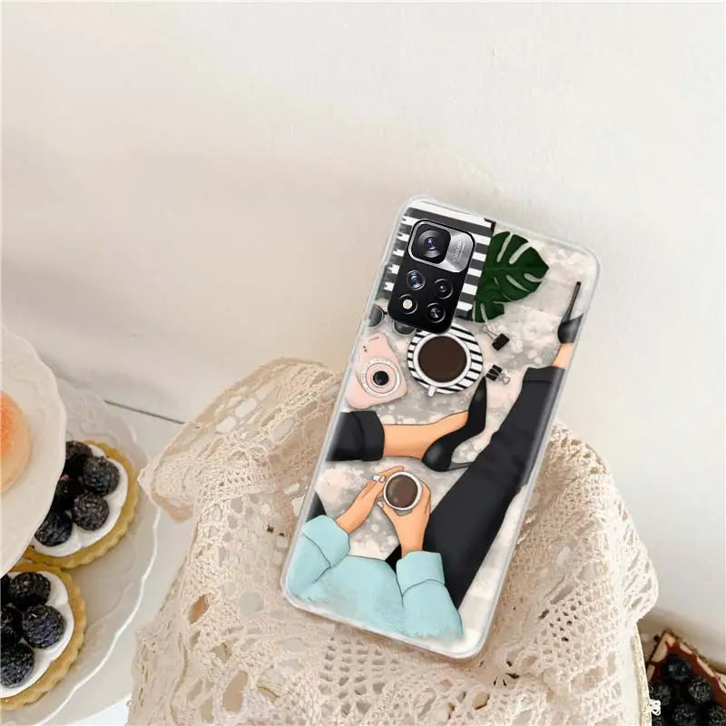 Princess Female Boss Coffee Phone Case For Xiaomi Redmi Note 11 12 14 Pro Plus 12S 11S 11T 11E 10S 10 9 9S 4G 5G 8 8T Cover Coqu