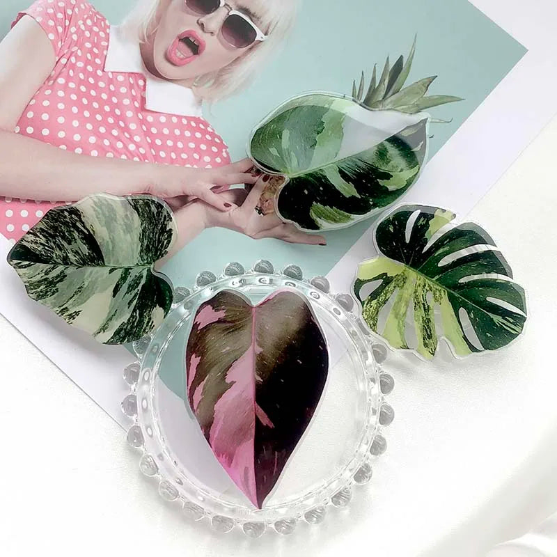 Pink Princess Plant Phone Holder Popular Socket Folding Grip Support Customization Gel Acrylic Simulation Leaf Universal