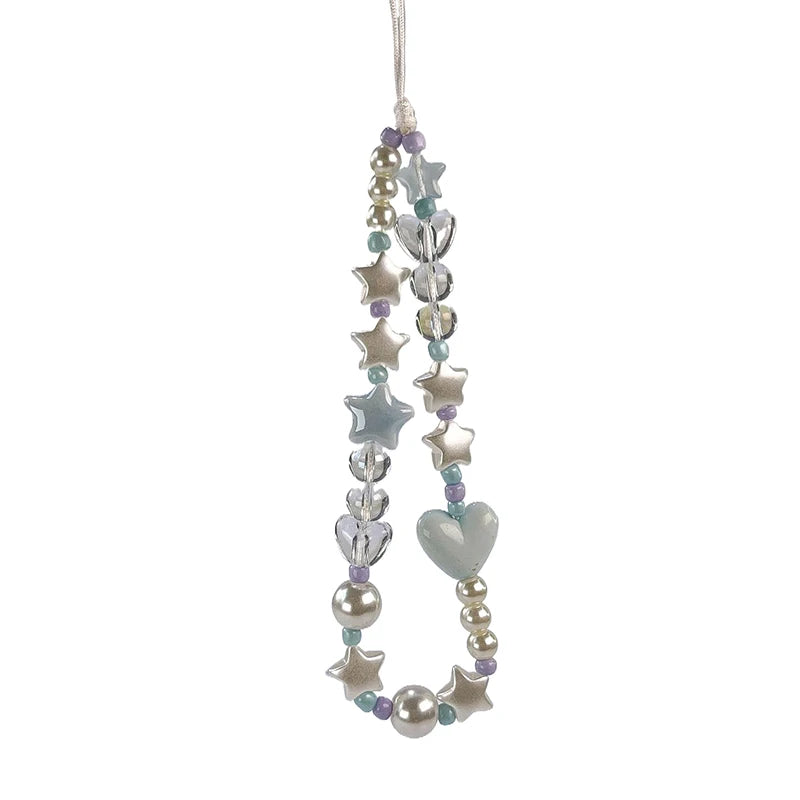 Vintage Butterfly Phone Chain Beaded Wrist Strap Mobile Phone Lanyard For Girls Fairy Sweet Phone Case Hanging Chain