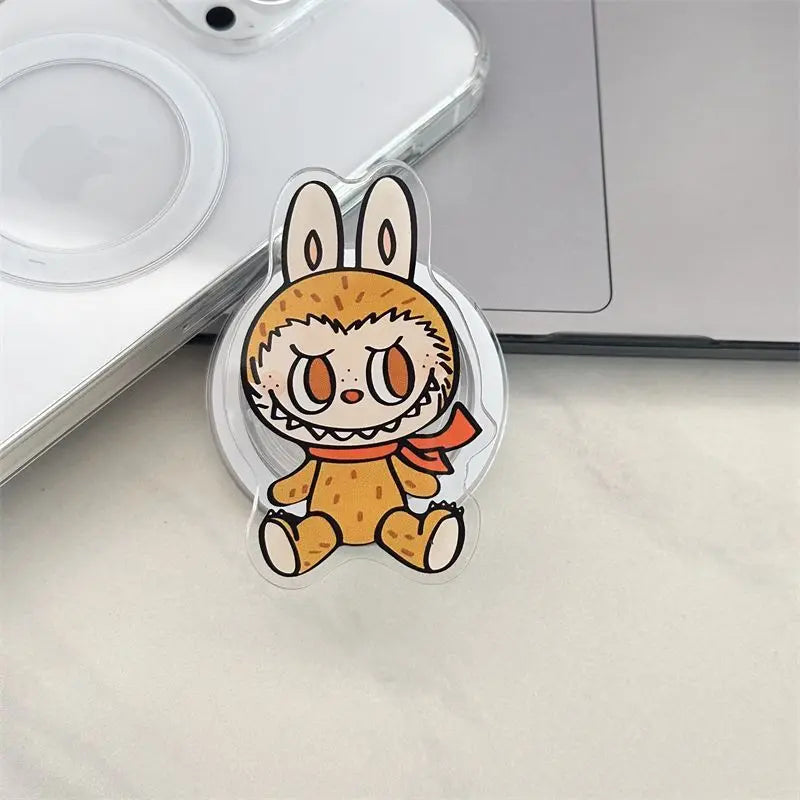 Korean La Cute BuBu Cartoon Magnetic Phone Grip Tok Griptok Phone Holder Girl for IPhone 16 15 13 Samsung Universal Stand Holder