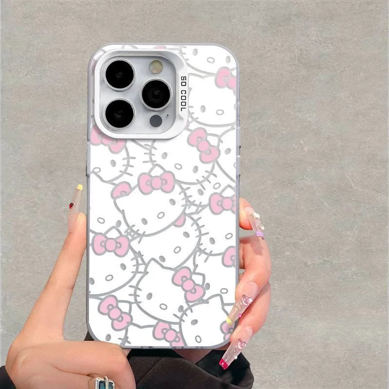 Hello Kitty Full Screen Kawaii Phone Case For iPhone 16 15 14 13 Pro Max 11 12 13 Pro XR XS MAX Pink Girl Y2K Cute Cartoon Cover
