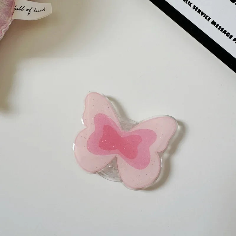 Cute Butterfly Phone Grip Tok Griptok Holder Ring For iPhone 15 Universal Accessories Lovely Bowknot Phone Stand Bracket Socket