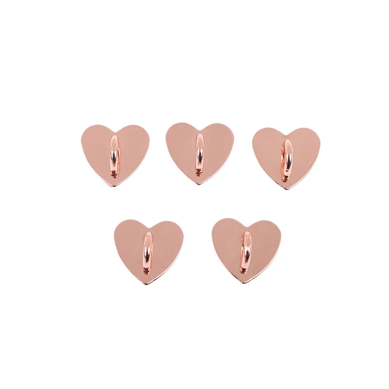 5Pcs Metal Heart Shaped Phone Charm Holder Love Heart Phone Finger Ring / Self Adhesive Mobile Phone Back Stand Hooks