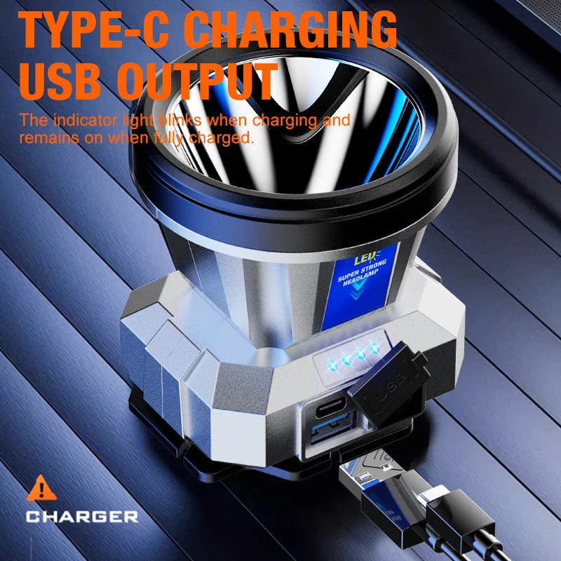 Super Bright LED Rechargeable High-power Headlights High Brightness Emergency Charging Outdoor Head Flashlight Fishing Lamp