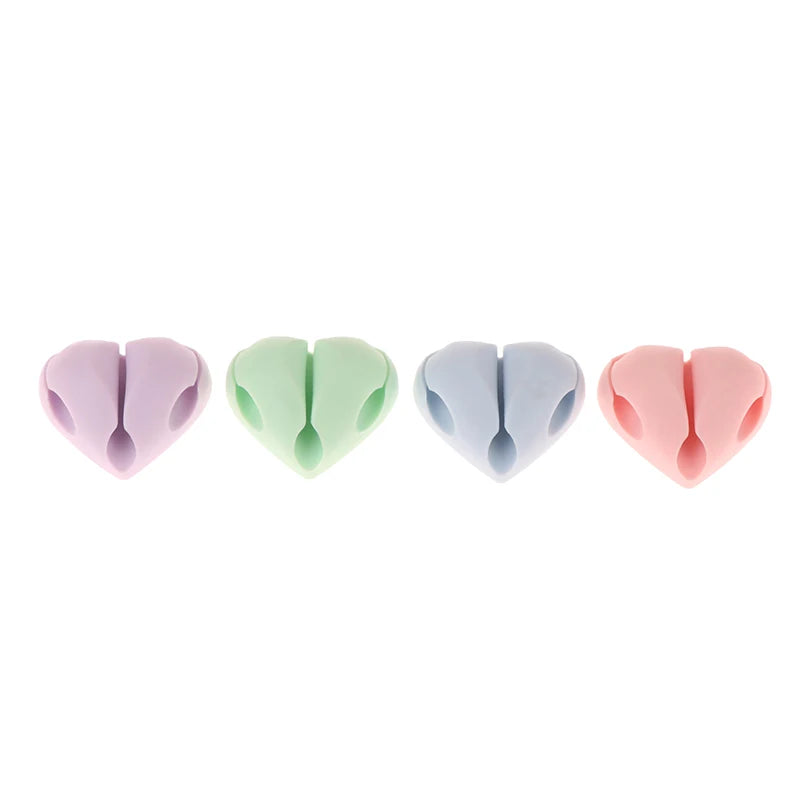 Mini Cable Organizer 2pcs/4pcs Cute Pineapple Heart-Shaped Silicone USB Cable Management Clips Desktop Wire Manager Cord Holder
