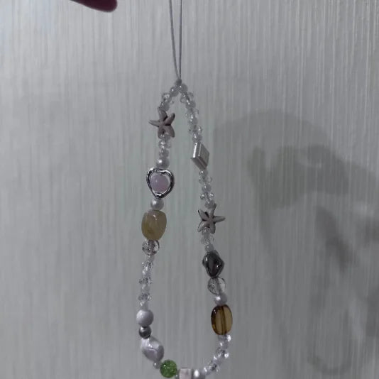 Hanging Cord Beaded Phone Chain Trendy Pendant Phone Charms Star Pearl Phone Strap Women Girls Handmade Summer Mobile Lanyard