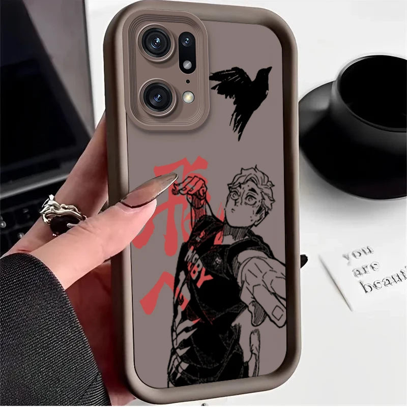 Anime Haikyuu 1 For OPPO Find X5 X3 A58 A57 A55 A53 A54 A92 A72 A74 A54 A74 A36 A76 A78 A94 Eye Ladder Phone Case TPU Coque
