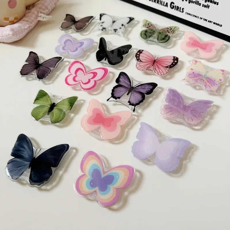 Cute Butterfly Phone Grip Tok Griptok Holder Ring For iPhone 15 Universal Accessories Lovely Bowknot Phone Stand Bracket Socket