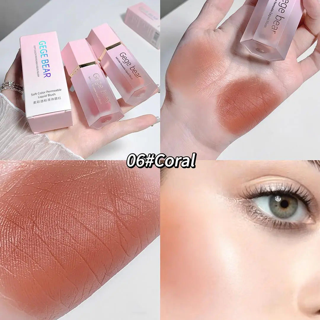 Gege Bear Liquid Blush Cream Smooth Velvet Matte Pink Blusher Natural Easy To Smudge Long Lasting Face Beauty Cosmetics