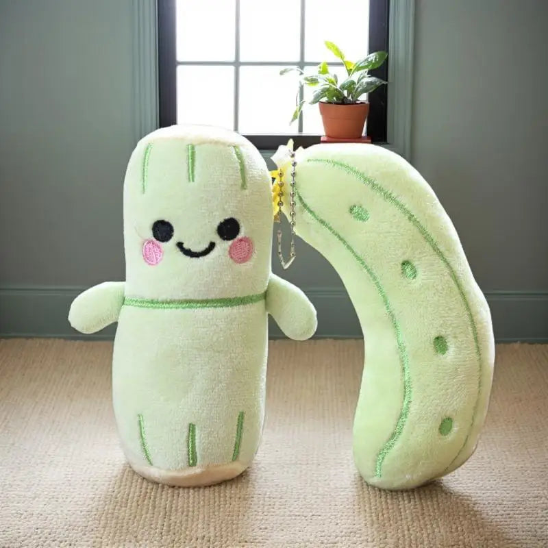 1 Piece Stuffed Fruit Sugarcane Bitter Gourd Creative Keychain Cute Emotion Plush Toy Backpack Pendant For Boys Girls Gifts