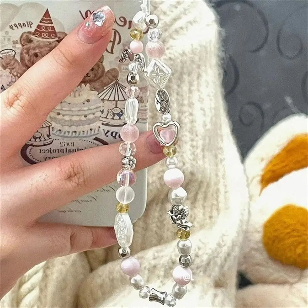Hanging Cord Beaded Phone Chain Trendy Pendant Phone Charms Star Pearl Phone Strap Women Girls Handmade Summer Mobile Lanyard