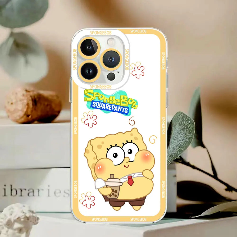 Cute Cartoon SpongeBob Patrick Star Angel Eyes Clear Phone Case For iPhone Apple 15 14 12 13 11 16 8 7 SE Plus X XR XS Max Case