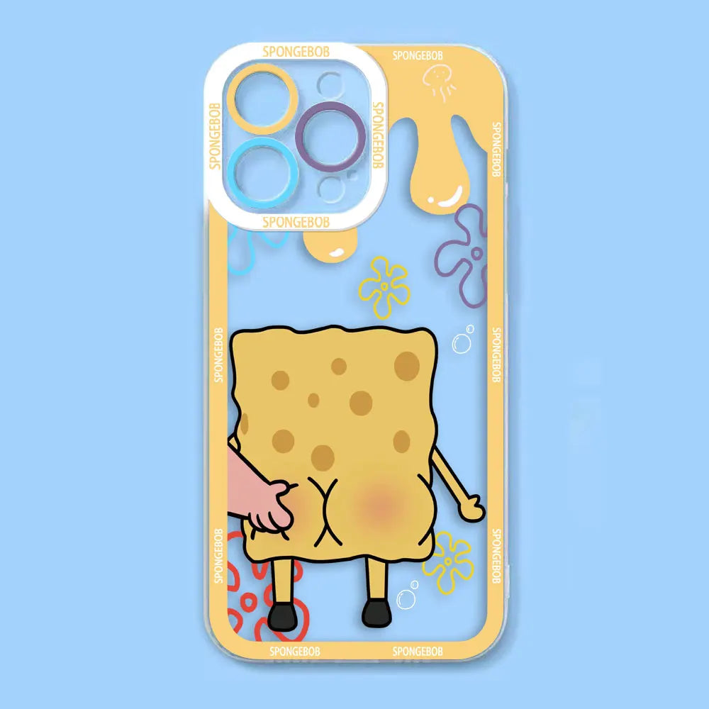 Cute Cartoon SpongeBob Patrick Star Angel Eyes Clear Phone Case For iPhone Apple 15 14 12 13 11 16 8 7 SE Plus X XR XS Max Case