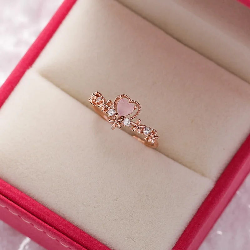 Korean Delicate Flowers Rings for Women Girls Temperament Micro-inlaid Crystal Zircon Finger Rings Party Jewelry Accessories
