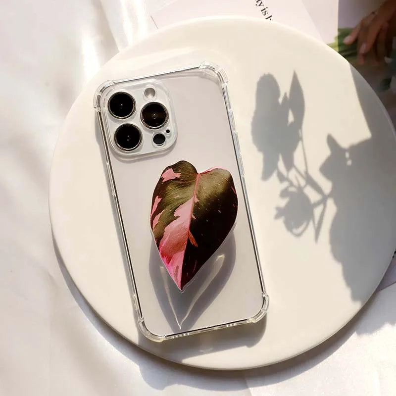 Pink Princess Plant Phone Holder Popular Socket Folding Grip Support Customization Gel Acrylic Simulation Leaf Universal