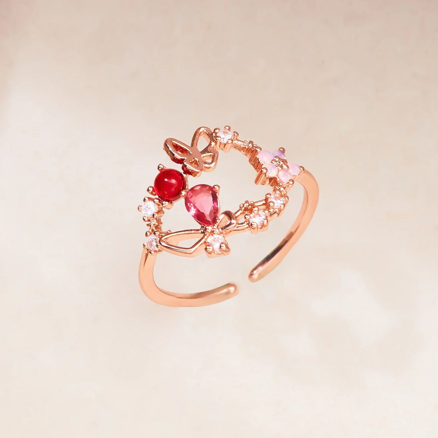 Korean Delicate Flowers Rings for Women Girls Temperament Micro-inlaid Crystal Zircon Finger Rings Party Jewelry Accessories