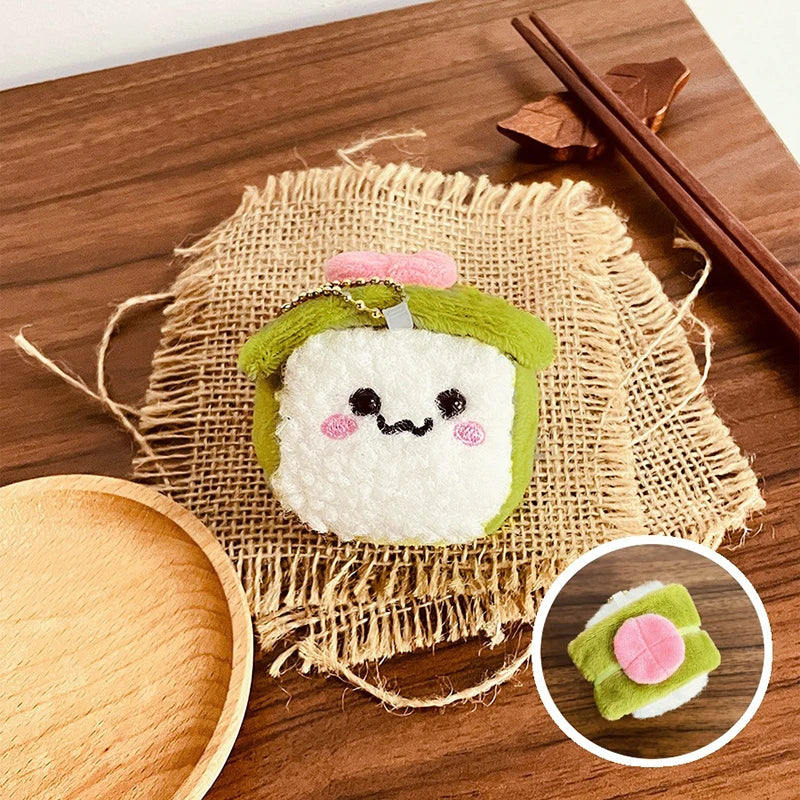 1PC Kawaii Japanese Colorful Rice Ball Doll Pendant Cute Salmon Sushi Plush Keychain Mini Stuffed Toy Couple Gift