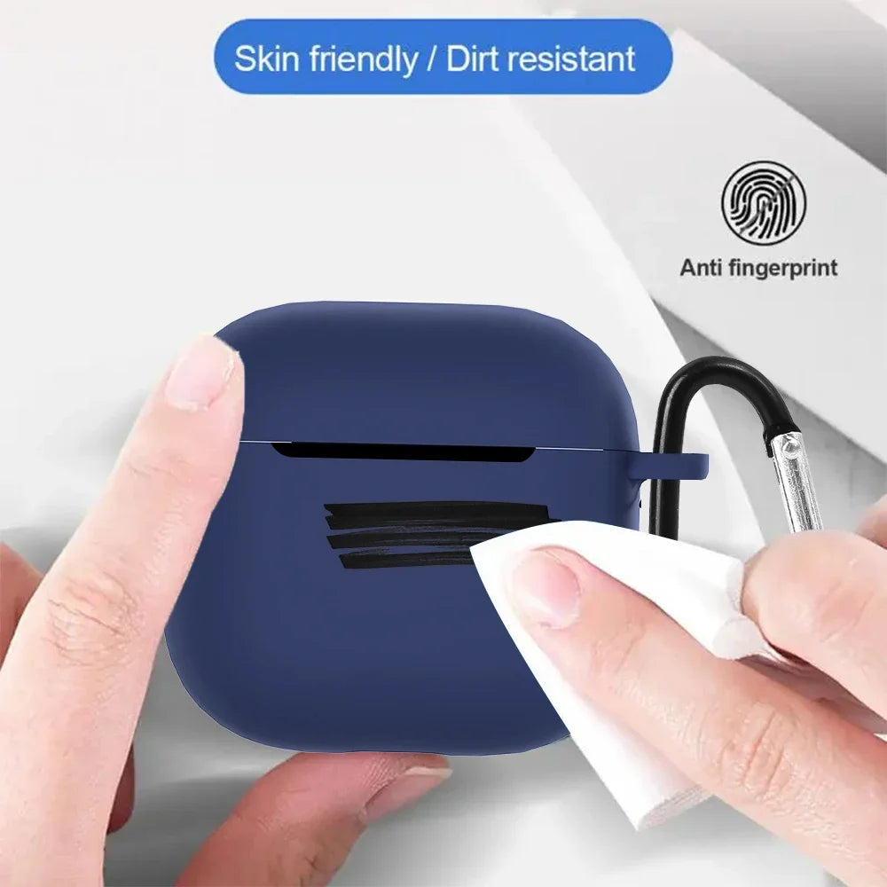 Full Cover Silicone Cover Case for AirPods 4 Shockproof Anti-scratch Earphone Protective Sleeve with Carabiner for AirPods4