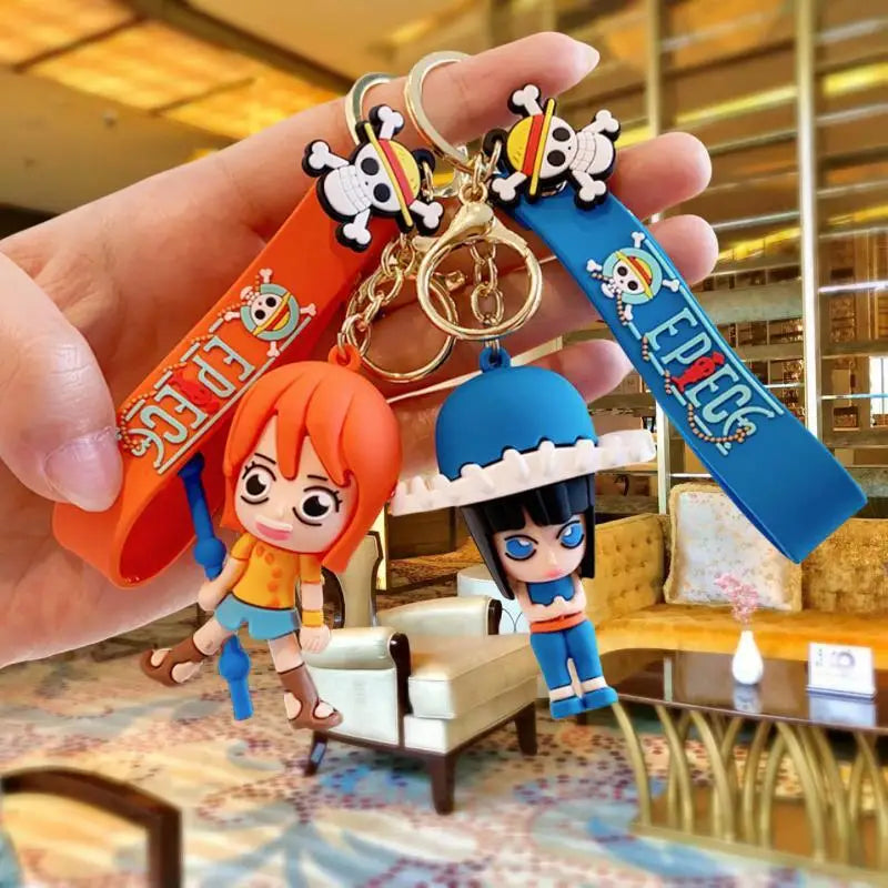 Anime One Piece Figures Keychain Monkey D. Luffy Nami Zoro Key Chain Car Bag Pendant Pvc Model Doll Decor for Friends Kids Gift