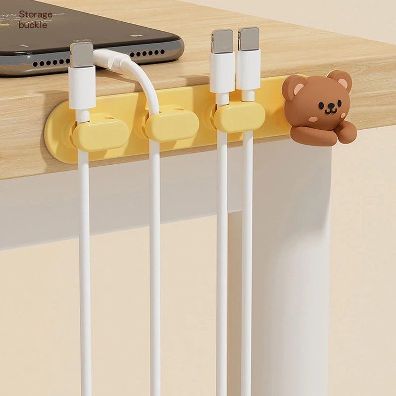 Cute Desktop Cable Organizers Holder Clips Desk Tidy Organiser Self Adhesive Cable Management Office Wire Cord Holder