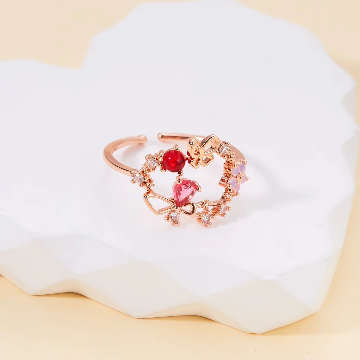 Korean Delicate Flowers Rings for Women Girls Temperament Micro-inlaid Crystal Zircon Finger Rings Party Jewelry Accessories