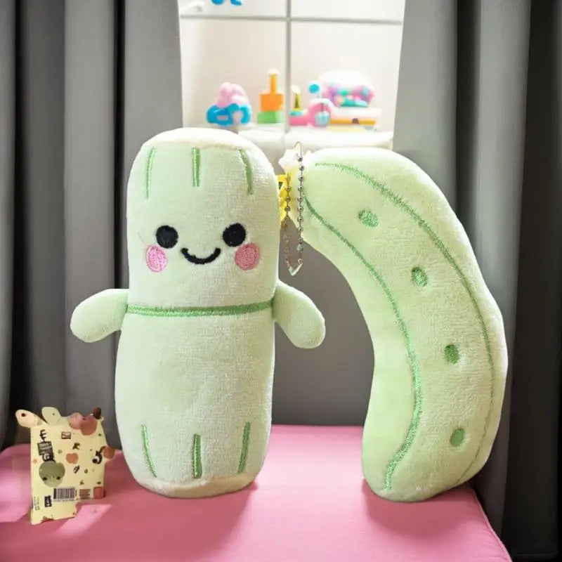 1 Piece Stuffed Fruit Sugarcane Bitter Gourd Creative Keychain Cute Emotion Plush Toy Backpack Pendant For Boys Girls Gifts