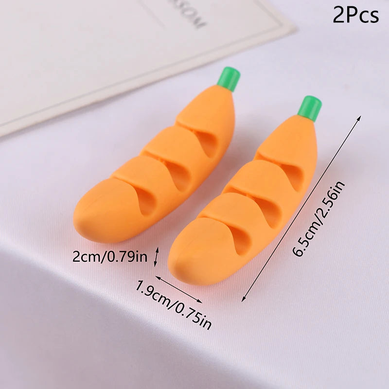 Mini Cable Organizer 2pcs/4pcs Cute Pineapple Heart-Shaped Silicone USB Cable Management Clips Desktop Wire Manager Cord Holder