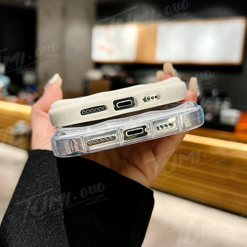 Disney Lovely Stitch 3D Wave Case For iPhone 16 15 14 13 12 11 Pro Max X XR XS 8 7 Plus SE 2020 Shockproof Clear Silicone Cover