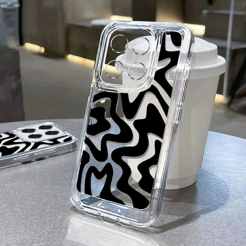 Shockproof Clear Striped Case For Xiaomi 13T 11T 14T Poco X5 X6 F6 Pro Funda Redmi Note 14 12 13 Pro 11 10 11s Mi 11 Lite 5G NE